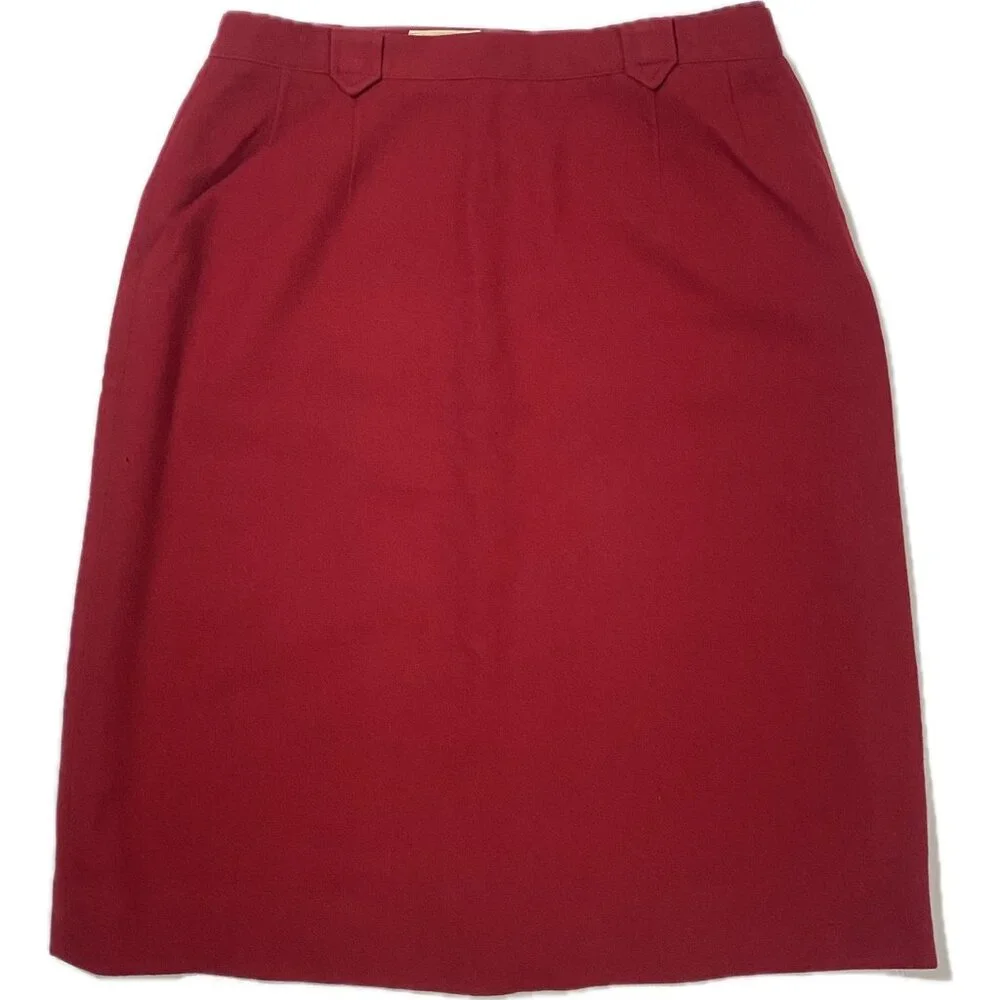 Pendleton Vintage 1950s 100% Wool Red Western Skirt Size 16 Belt Loops - Picture 3 of 8